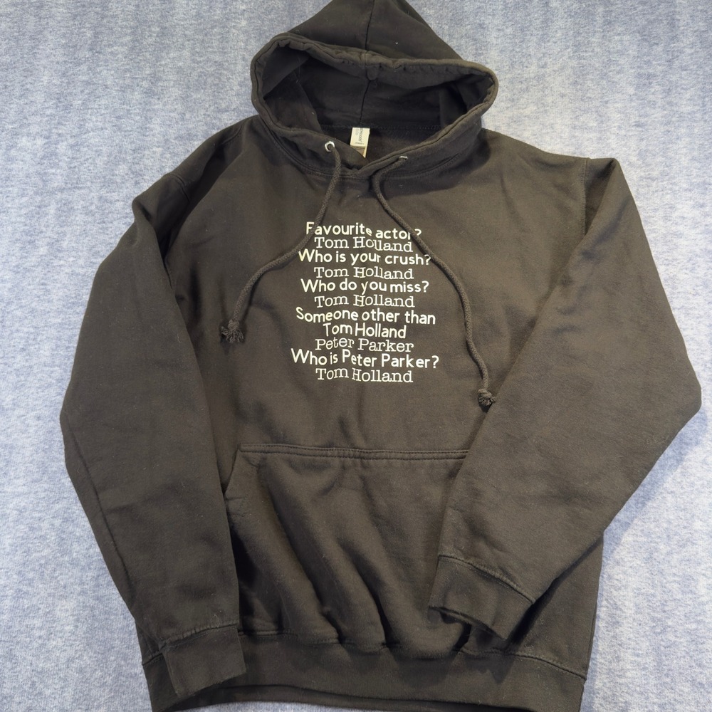 Just Hoods AWDis Tom Holland Peter Parker Graphic Hoodie Black Medium JH001